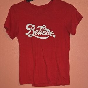 Red 'Believe' Graphic Tee